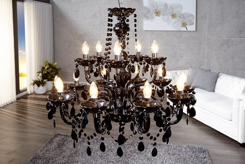 Großer Kronleuchter schwarz 15-armig – 82 cm | Kronleuchter und Lüster